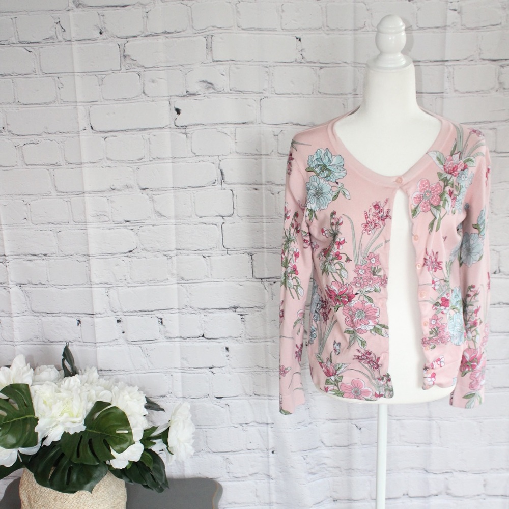 Charter Club Floral Beaded Cardigan